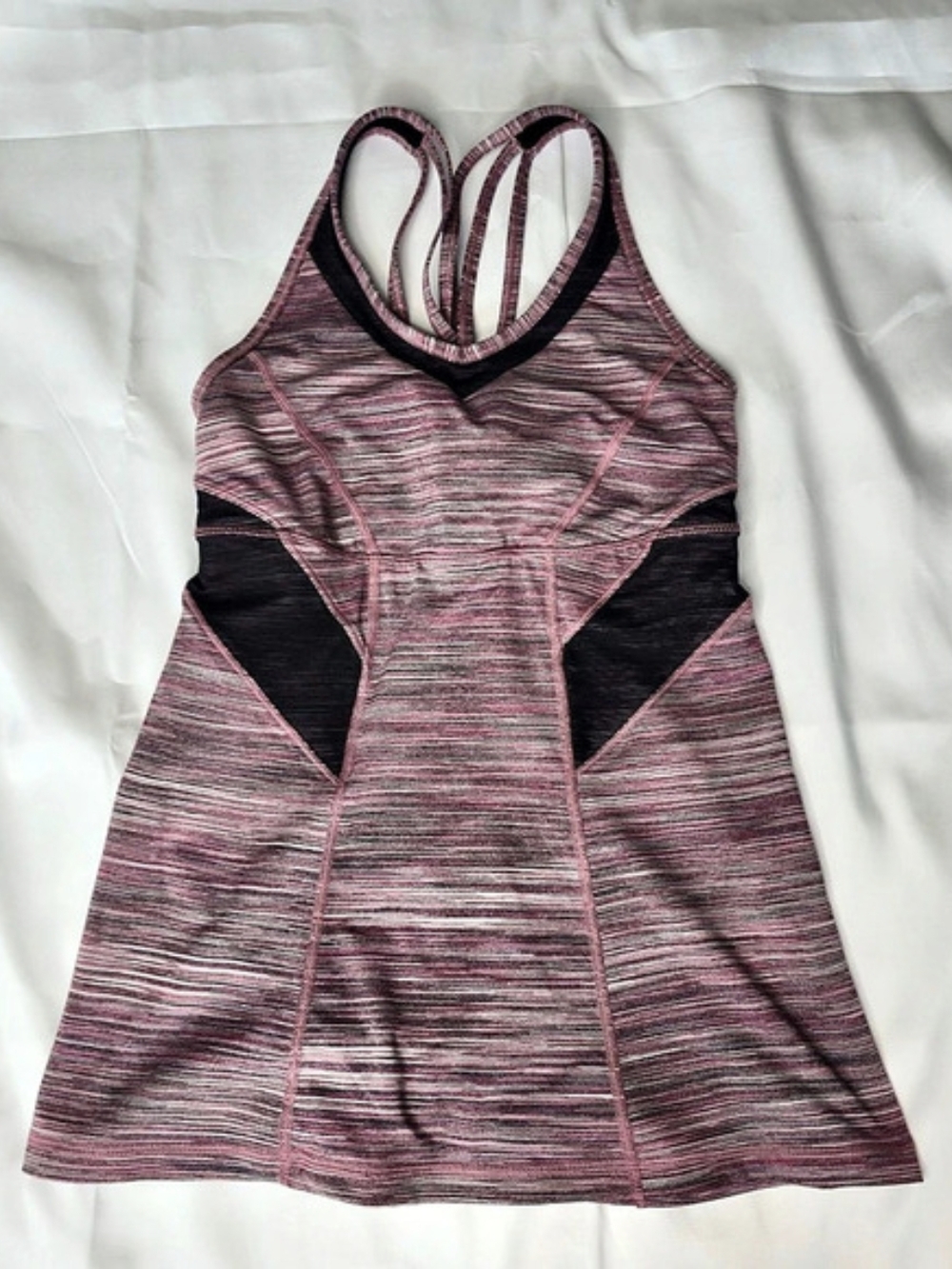Lululemon Pink Space Dye Strappy Back Mesh Athletic Tank Top